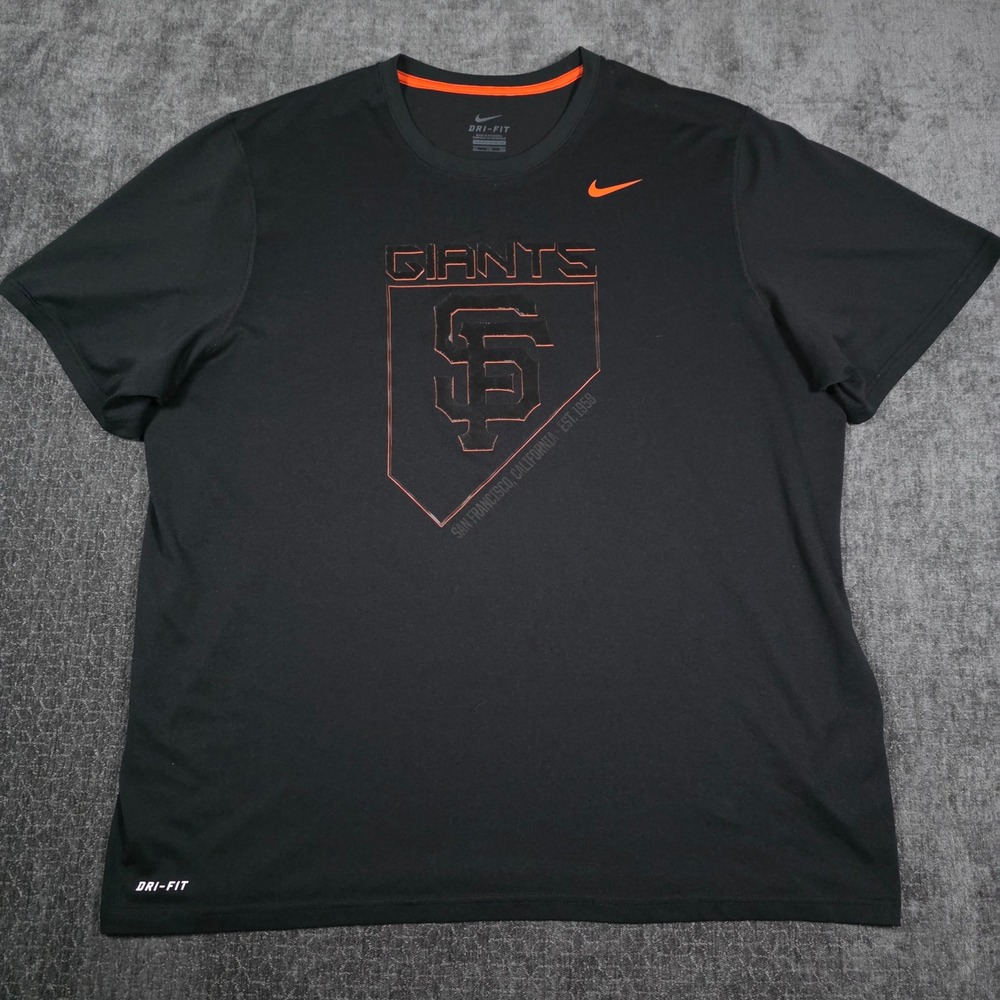 Nike San Francisco Giants Dri-FIT T Shirt Mens XXL 2XL Black SF Graphic Tee